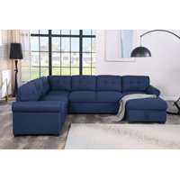 Upholstered U-Shape Sectional Sleeper Couch With Tufted Cushions