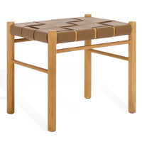 Mayer Woven Leather Ottoman by Latitude Run