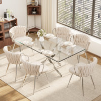 Elegant 7-Piece Rectangle Glass Dinning Table Set for 6 by Mercer41