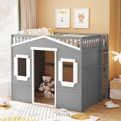Full Size House Loft Bed With Ladder- Frame by Harper Orchard