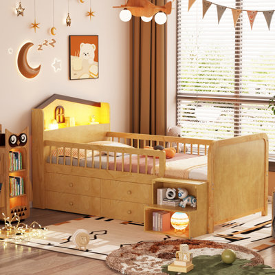 Low Loft Bed With LED Lights