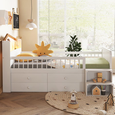 Low Loft Bed With LED Lights by Harper Orchard