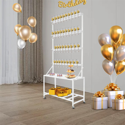 4-Tier Champagne Display Stand With Storage Rack by Latitude Run
