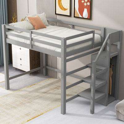Kiahnna Full Size Loft Bed With Built-In Storage Wardrobe And Staircase by Harriet Bee