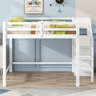 Kiahnna Full Size Loft Bed With Built-In Storage Wardrobe And Staircase by Harriet Bee