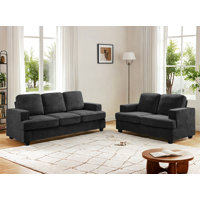 Soft upholstery cushion back 2 pieces livingroom set by Ebern Designs