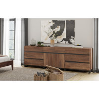 Aadam 3-In-1 Dresser For Bedroom, Modern Storage Organizer With Adjustable Shelf And 6 Drawers, Mid-Century Wooden Chest Of Drawers With Metal Base, F by Latitude Run