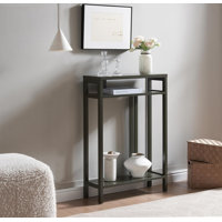 Mukai Wood Console Table with 2 Open Storage Shelves, Narrow & Minimalist Sofa Table, Entryway Table Perfect for Hallway, Behind The Couch, Living Roo by Ebern Designs