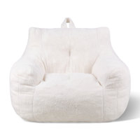 3 feet Bean Bag Chair with Soft Armrests and Storage Pocket White by Trule