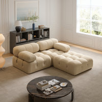 Upholstered Sofa Chaise Velvet Sofa, Modular Sectioanl Sofa, Soft Floor Couch for Living Room by Everly Quinn