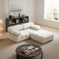 Upholstered Sofa Chaise Velvet Sofa, Modular Sectioanl Sofa, Soft Floor Couch for Living Room by Everly Quinn