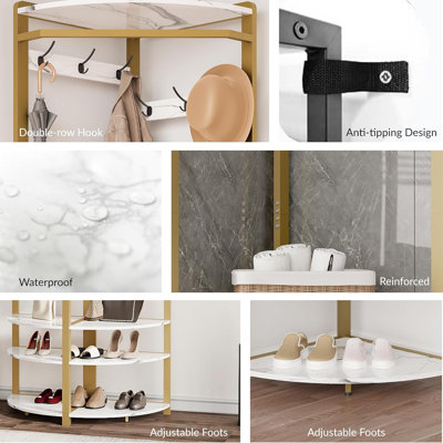 Semi-circular Corner Coat Rack Stand Hall Tree With 6 Hooks by Mercer41
