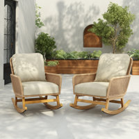 Modern PE Wicker Rocking Chair With Cushions by Red Barrel Studio