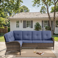 Serita Trym 100" Wide Outdoor PE Wicker Patio Sectional With Cushions
