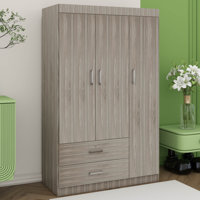 3-Door Large Wardrobe With 2 Storage Drawers, Modern Armoire Free-Standing Garment Wooden Closet Storage Cabinet by Latitude Run
