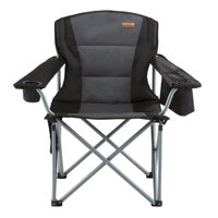 Camping Folding Chair for Adults, Portable Heavy Duty Outdoor Quad Lumbar Back Padded Arm Chairs with Side Pockets, Cup Holder and Cooler Bag for Beac by Highland Dunes