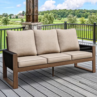 3-Seat Patio Wooden Sofa With Cushions by Ebern Designs