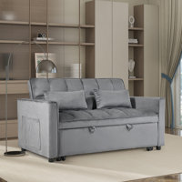 3-in-1 Convertible Sofa Bed With Reclining Backrest, Pull-out Couch With Pillows by Ebern Designs