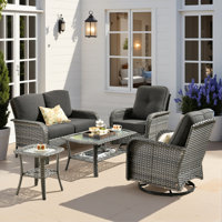 Outdoor furniture with rocking chair 8-piece set with cushion by Lark Manor