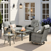 Outdoor furniture with rocking chair 8-piece set with cushion by Lark Manor