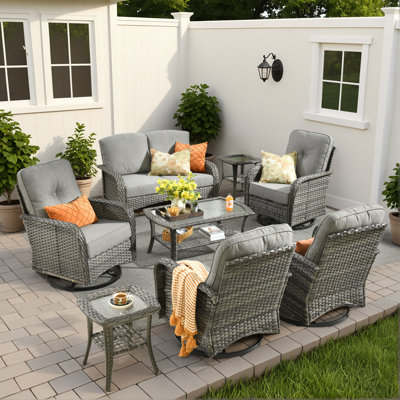 Outdoor furniture with rocking chair 5-piece set with cushion by Lark Manor