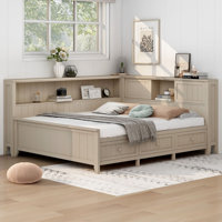 3 Drawer Storage Wood Bed With Shelves