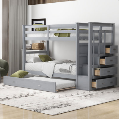 Bunk Bed With Trundle And Staircase by Harriet Bee