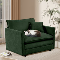 Single Accent Chair Sofa Chenille Fabric Reading Chair Single Sofa Couch with Pillow for Living Room, Apartment, Office by Ebern Designs