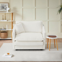 Single Accent Chair Sofa Chenille Fabric Reading Chair Single Sofa Couch with Pillow for Living Room, Apartment, Office by Ebern Designs