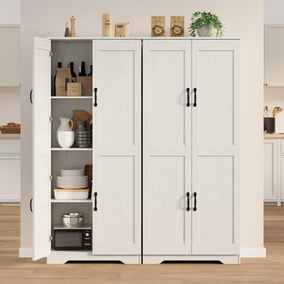 Kitchen Pantry Cabinet, Freestanding Black Pantry Storage Cabinet by Winston Porter
