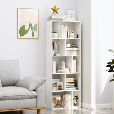 1 Pcs 63" Tall Floor Standing Open Bookshelf With 10 Cubbies 5 Back Anti-falling Panels by Ebern Designs