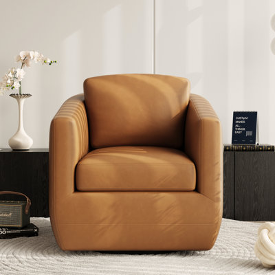 Modern Soft 29" Wide Boucle Upholstered 360° Swivel Accent Chair No Assembly Required