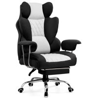 Big And Tall Gaming Chair With Pocket Spring Lumbar Support, Ergonomic Office Chair With Footrest, Executive Desk Chair With Outward Fixed Soft Armres by Inbox Zero