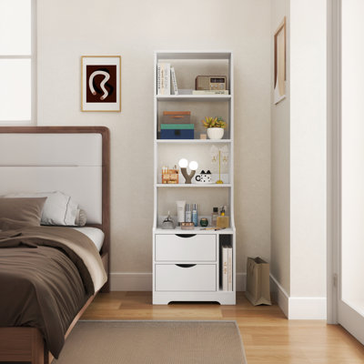 Nightstand With Bookcase, Two Drawer Nightstand For Bedroom by Latitude Run