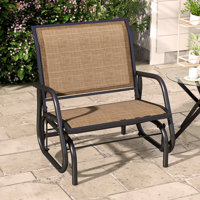 Outdoor Metal Frame Porch Glider Chair With Breathable Fabric For Relaxation by George Oliver