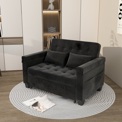 3 In 1 Convertible Sleeper Sofa Bed, Futon Couches For Living Room With Side Pocket by Hokku Designs
