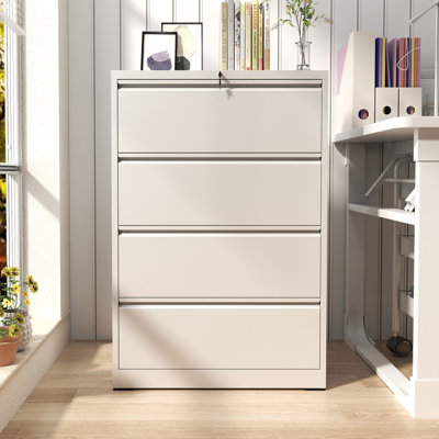 4 Drawer Metal Lateral Filing Cabinet with Lock for Home Office A4/Letter/Legal Size by Latitude Run