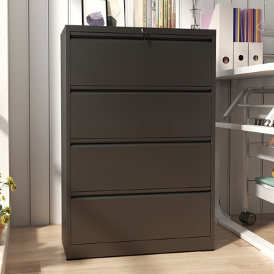 4 Drawer Metal Lateral Filing Cabinet with Lock for Home Office A4/Letter/Legal Size by Latitude Run