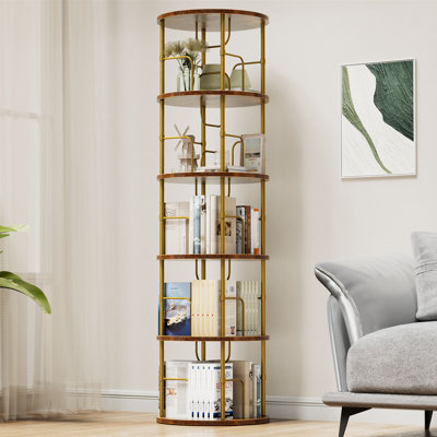5 Tier 360°rotating Bookshelf Spinning Bookcase Corner Storage Organizer Bedroom Living Room by Ebern Designs