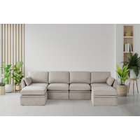 6 Piece U-shaped Modular Fabric Sectional by Latitude Run
