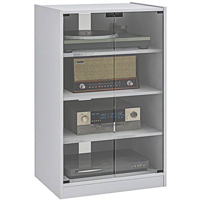 Media Cabinet, 4-Tier Stereo Cabinet, Modern Audio Video Media Stand With Adjustable Shelves, Entryway Cabinet