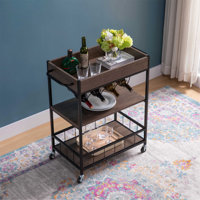 Versatile Rolling Kitchen Cart With Abundant Storage And Stylish Wine Rack by 17 Stories