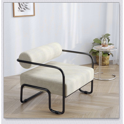 Living room iron sofa chair, lazy individual chair, balcony leisure chair Nice-to-touch corduroy fabric and a sturdy internal iron frame by Latitude Run