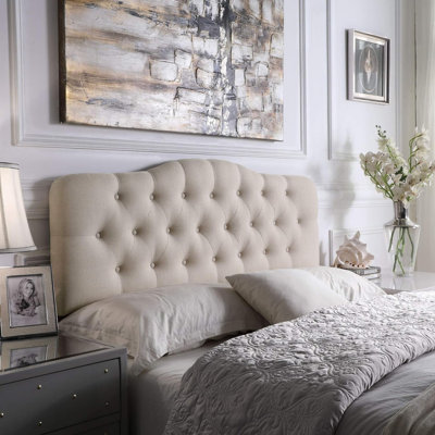Linen Upholstered Headboard-Modern-Adjustable Height-Button Tufting by Lark Manor