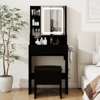 Vanity Desk With Stool, Mirror, and Light by Latitude Run