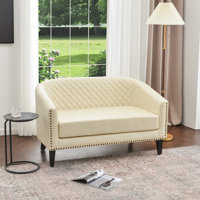 Boney Tufted Faux Leather Upholstered Small Loveseat by Steelside