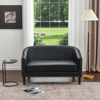 Boney Tufted Faux Leather Upholstered Small Loveseat by Steelside