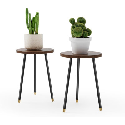Corner 16 Inch Plant Stand, Mid Century Modern Decor Small Table Plant Stand For Indoor Plants(2 Packs) by 17 Stories