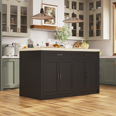 61”W Kitchen Island With 2 Drawer 4 Door by Lark Manor