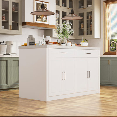 61”W Kitchen Island With 2 Drawer 4 Door by Lark Manor